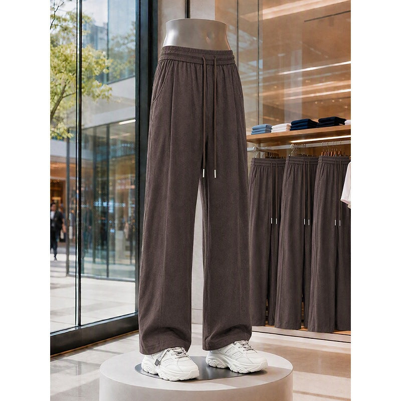 Men's Wide Cotton Blend Sweatpants in Oversized Cut with Drawstring and Side Pockets Chichicherry