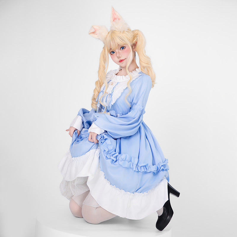 Women's Playful Costume Dress with Ruffles and Teddy Bear Motif Chichicherry