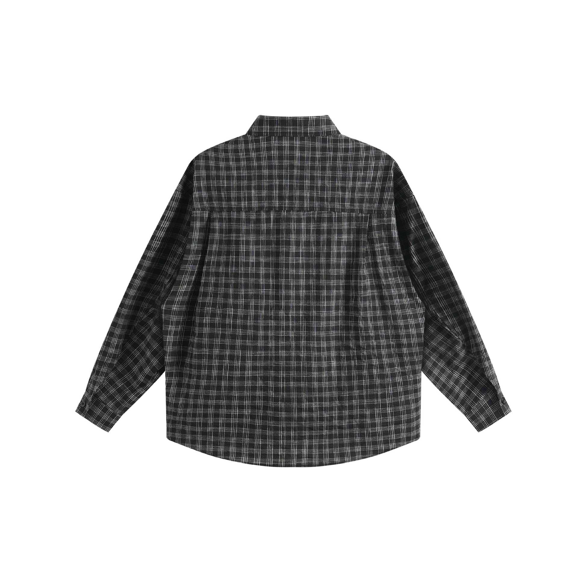 Unisex Oversize Shirt Jacket made of lightweight cotton blend with raglan sleeves and fine checked pattern Chichicherry