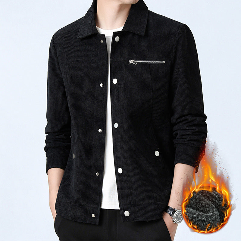 Men's cord overshirt made of wide corduroy with snap button front and zipper chest pocket Chichicherry