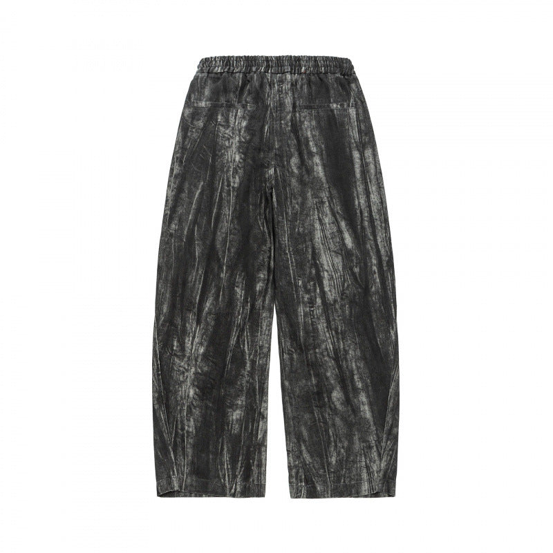 Unisex Wide Cropped Pants with Asymmetrical Layer Inserts, Elastic Waistband, and Coated Structure Chichicherry