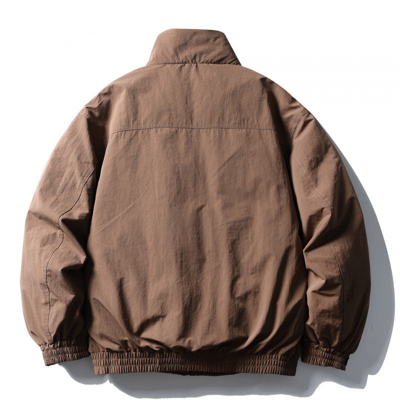 Men's Boxy Field Jacket with High Stand Collar, Padded Lining, and Flap Pockets Chichicherry