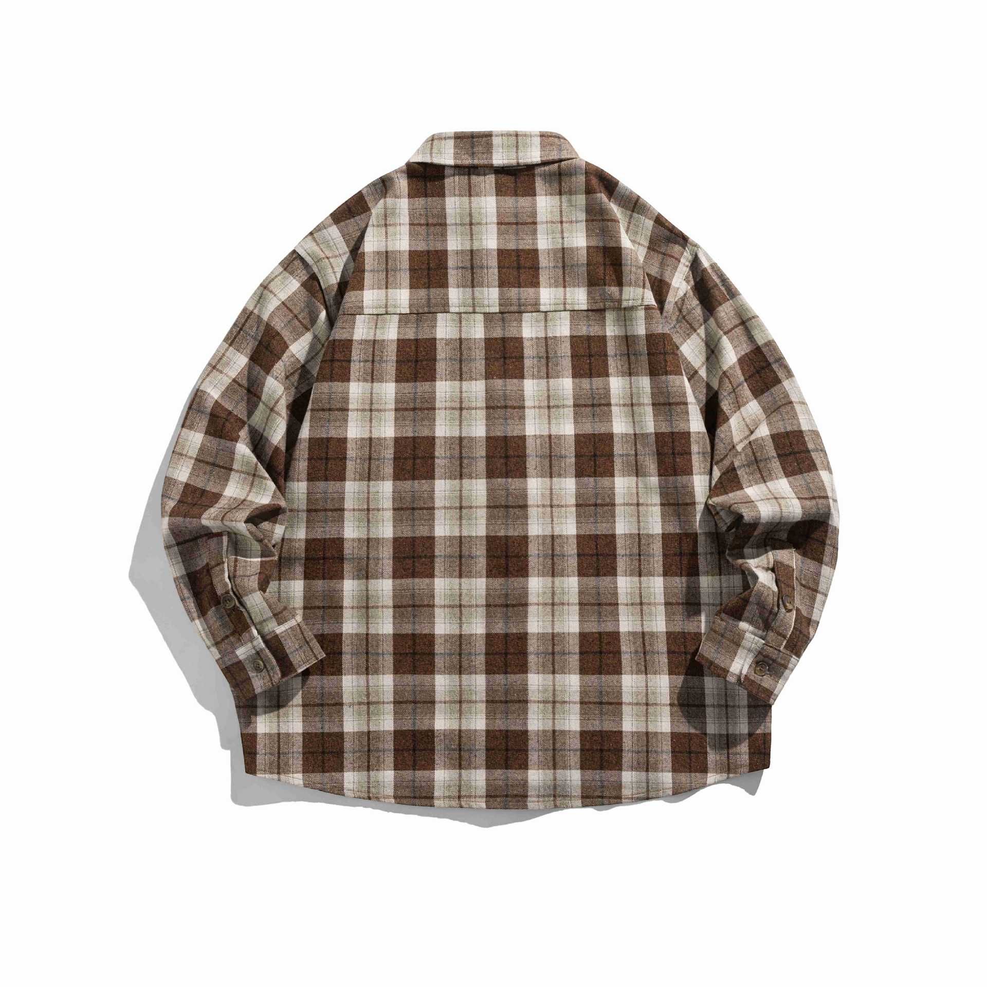 Men's Check Flannel Overshirt in Boxy Cut with Flap Pocket Chichicherry
