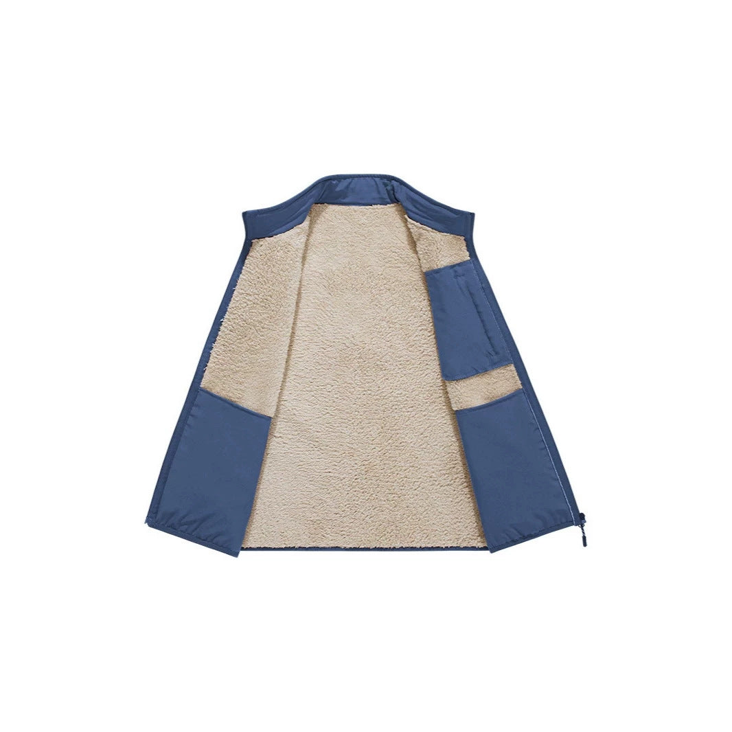 Men's Sherpa-lined softshell vest with stand-up collar and zippered pockets Chichicherry