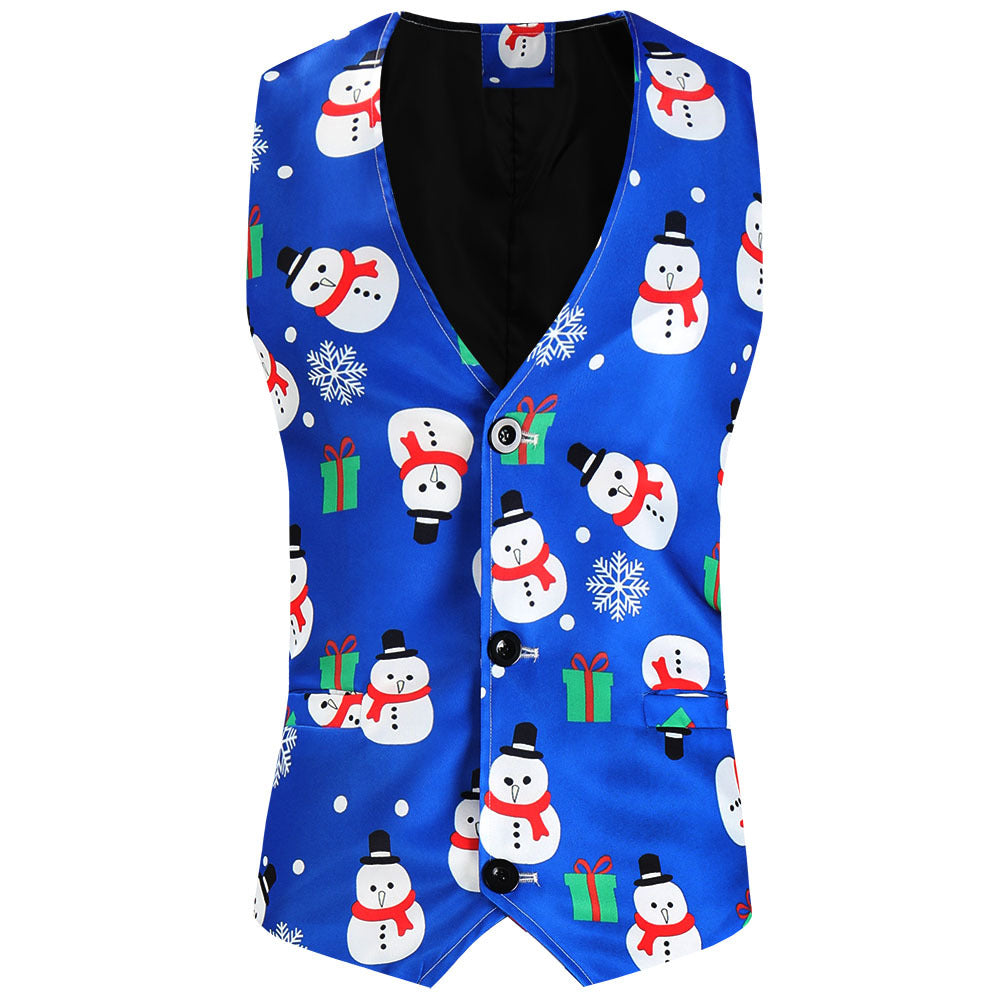 Men's Christmas Vest with Santa Allover Print and Tailored Fit Chichicherry