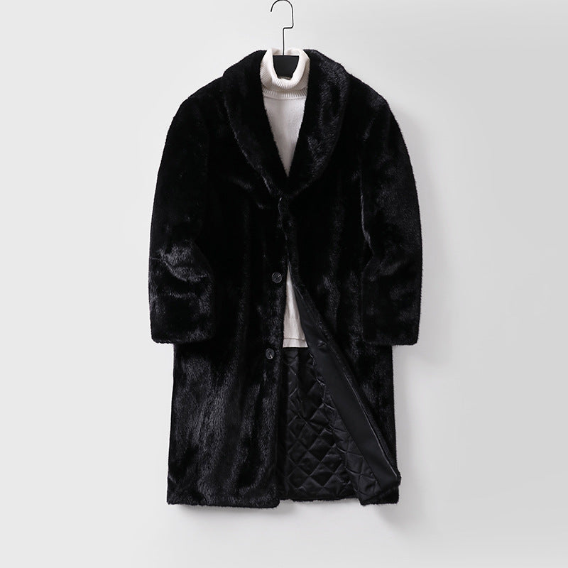 Men's faux fur coat with shawl collar, quilted lining and classic button placket Chichicherry