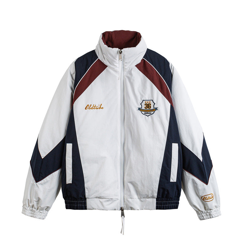 Unisex Retro Track Jacket in Vintage Sports Style with Stand-up Collar and Logo Embroidery Chichicherry
