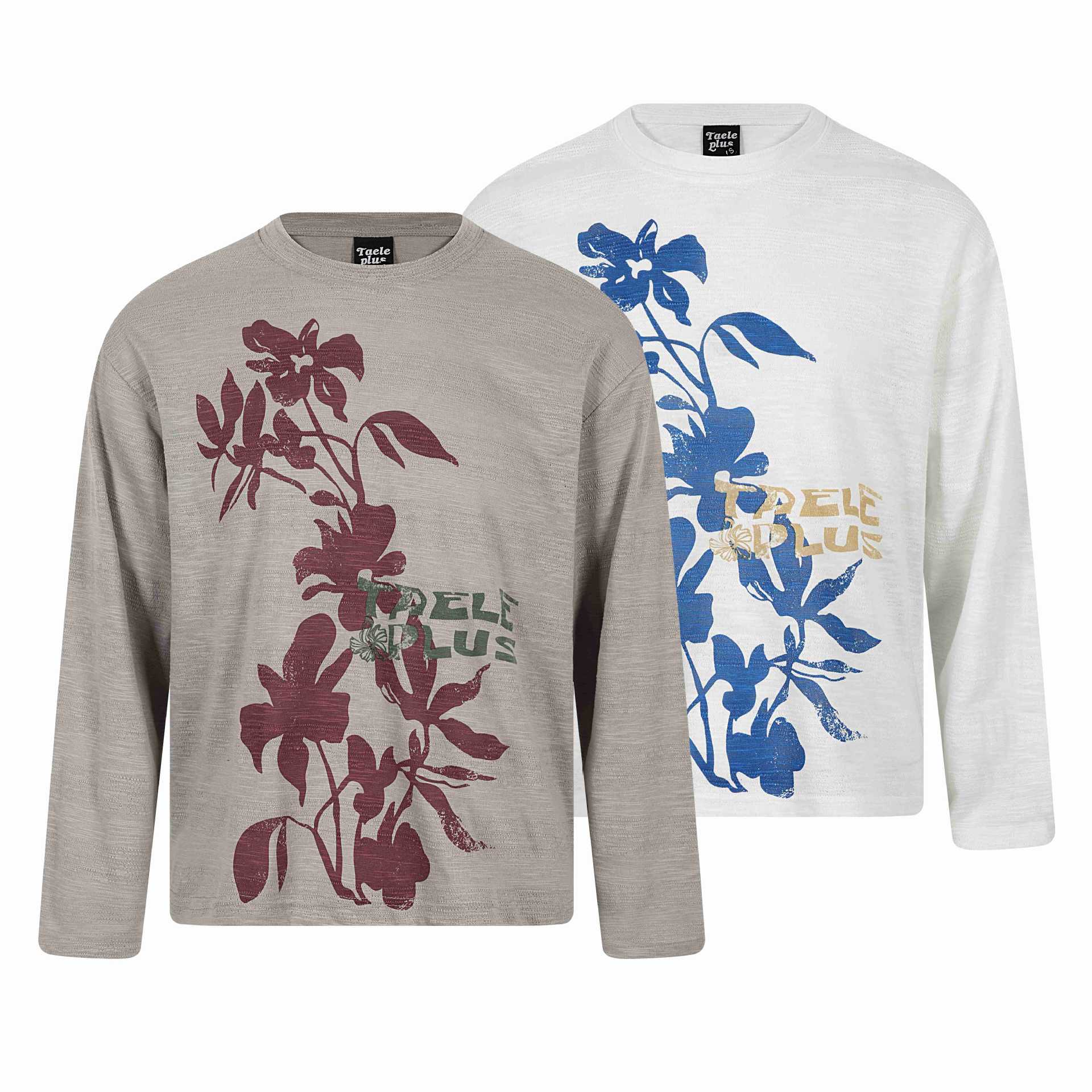 Unisex Oversize-Long Sleeve Shirt made of Slub Jersey with Floral Print Chichicherry