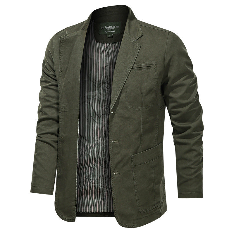Men's Casual Cotton Blazer Jacket with Classic Button Front and Patch Pockets Chichicherry