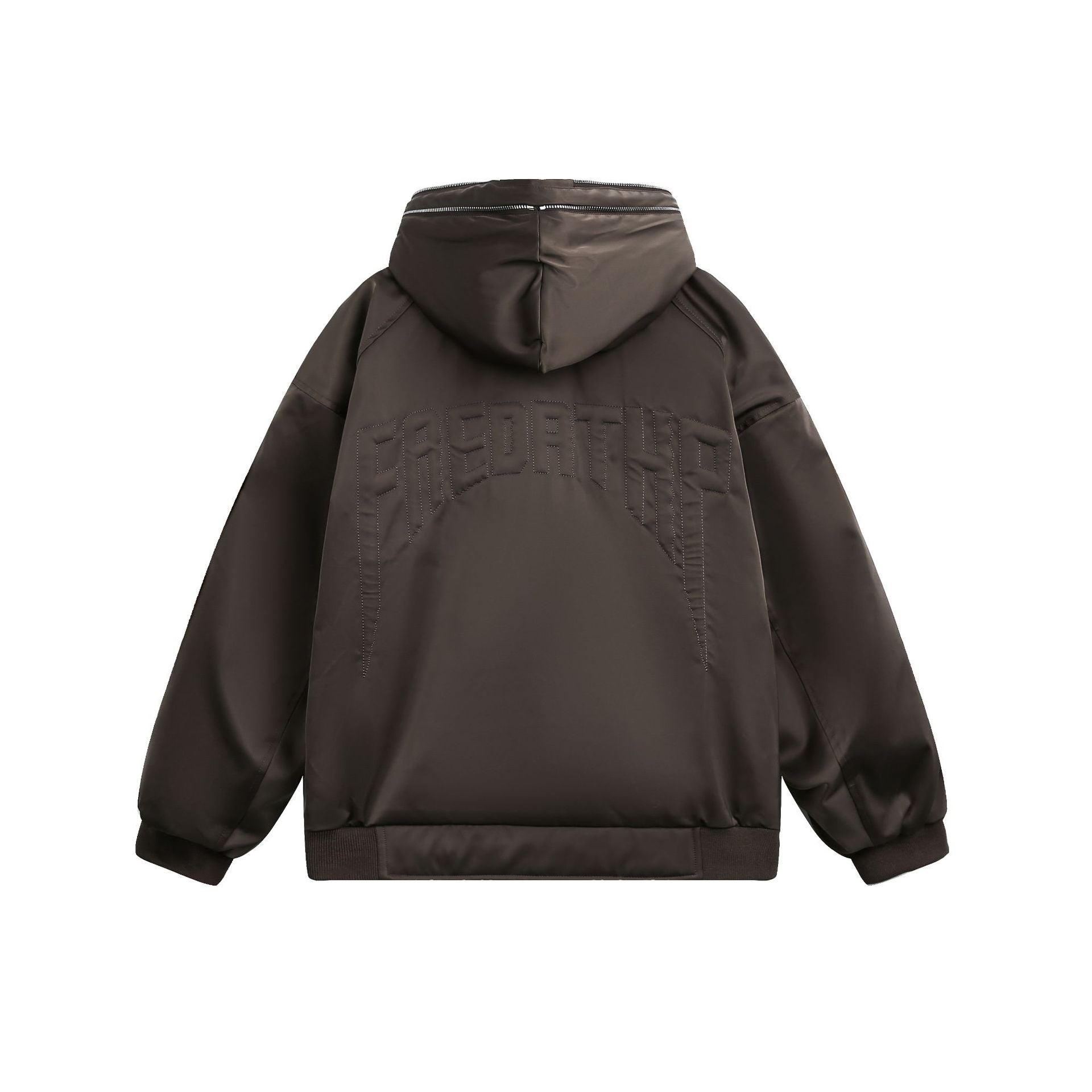 Men's Padded Oversized Bomber Jacket with Hood and Double Zipper Chichicherry
