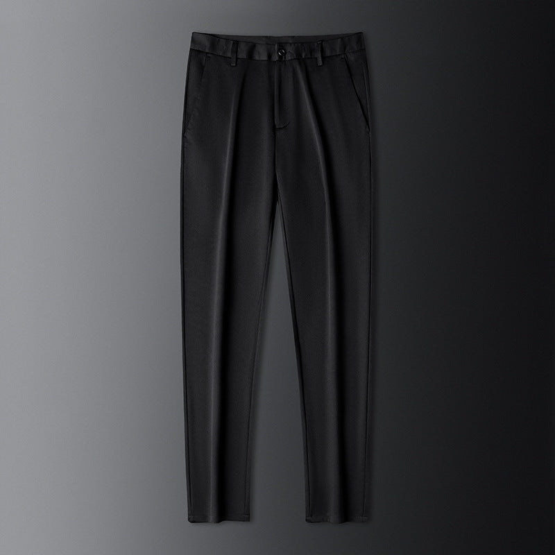 Men's Tailored Suit Trousers with Crease, Stretch, and Concealed Pockets Chichicherry