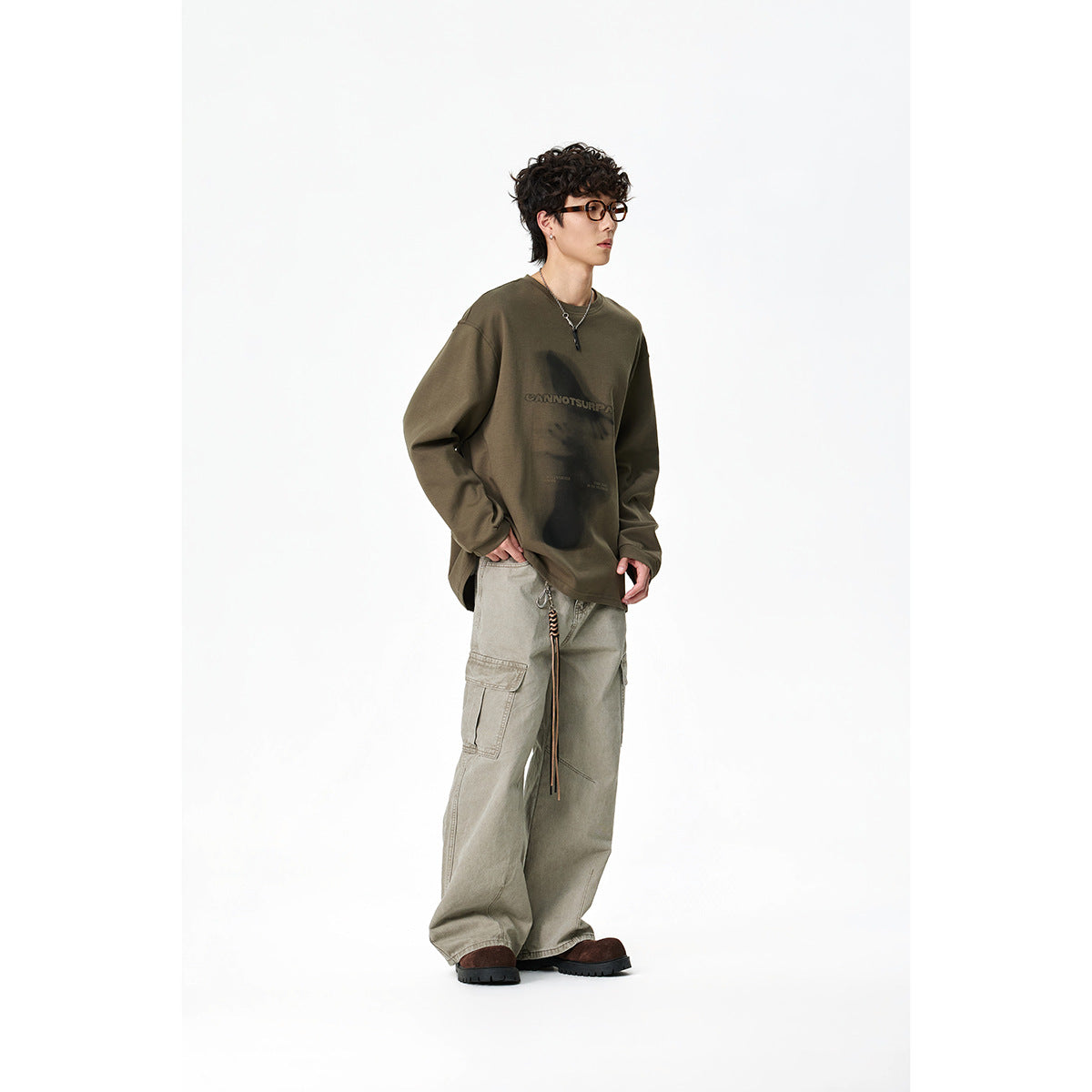 Unisex Oversize-Longsleeve shirt with surreal photo print and ribbed cuffs Chichicherry