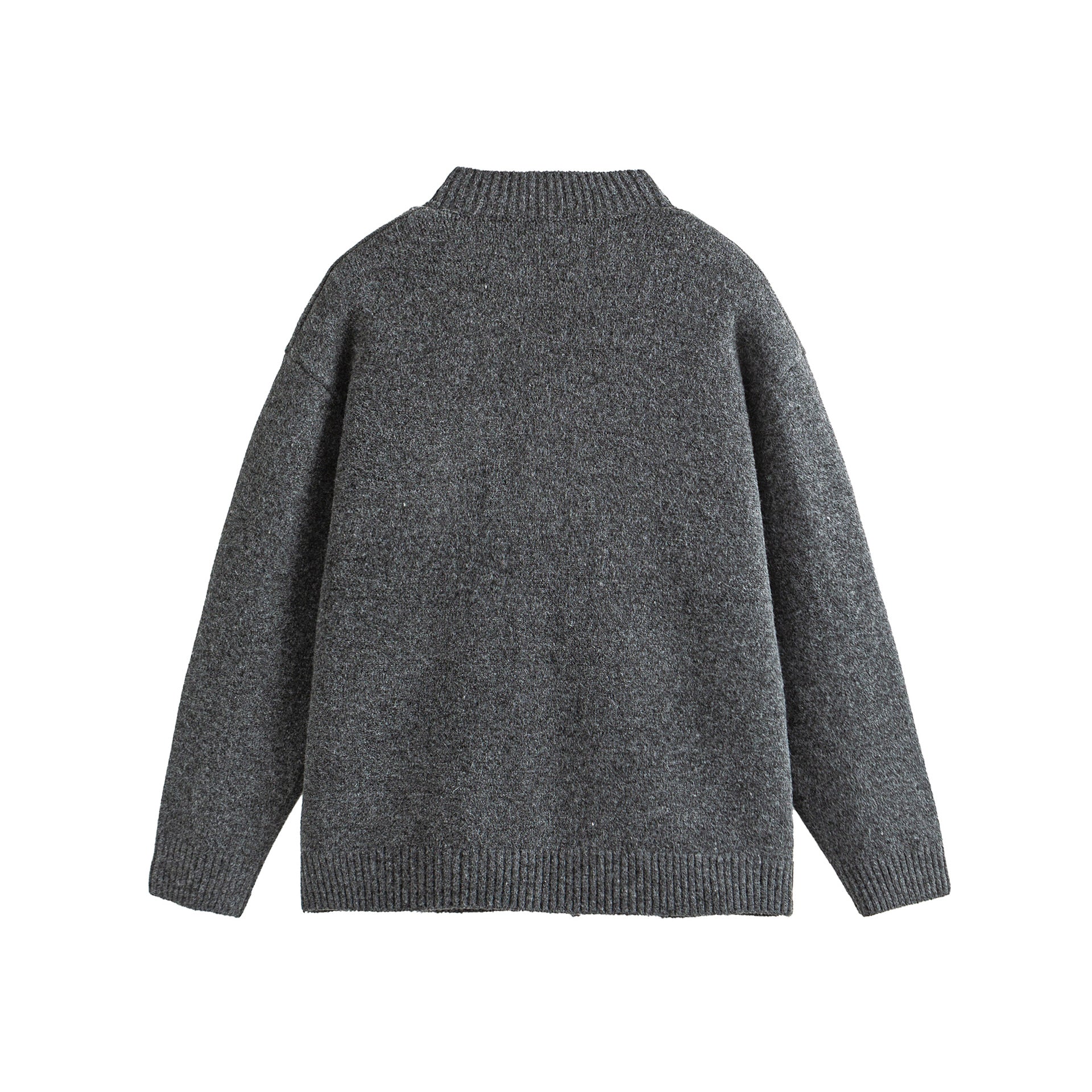Unisex Chunky Knit Boxy Cardigan with Button Placket, Round Neck and Patch Pockets Chichicherry