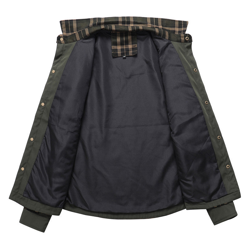 Men's Checkered Field Shirt with Utility Pockets, Epaulettes, and Softshell Side Inserts Chichicherry