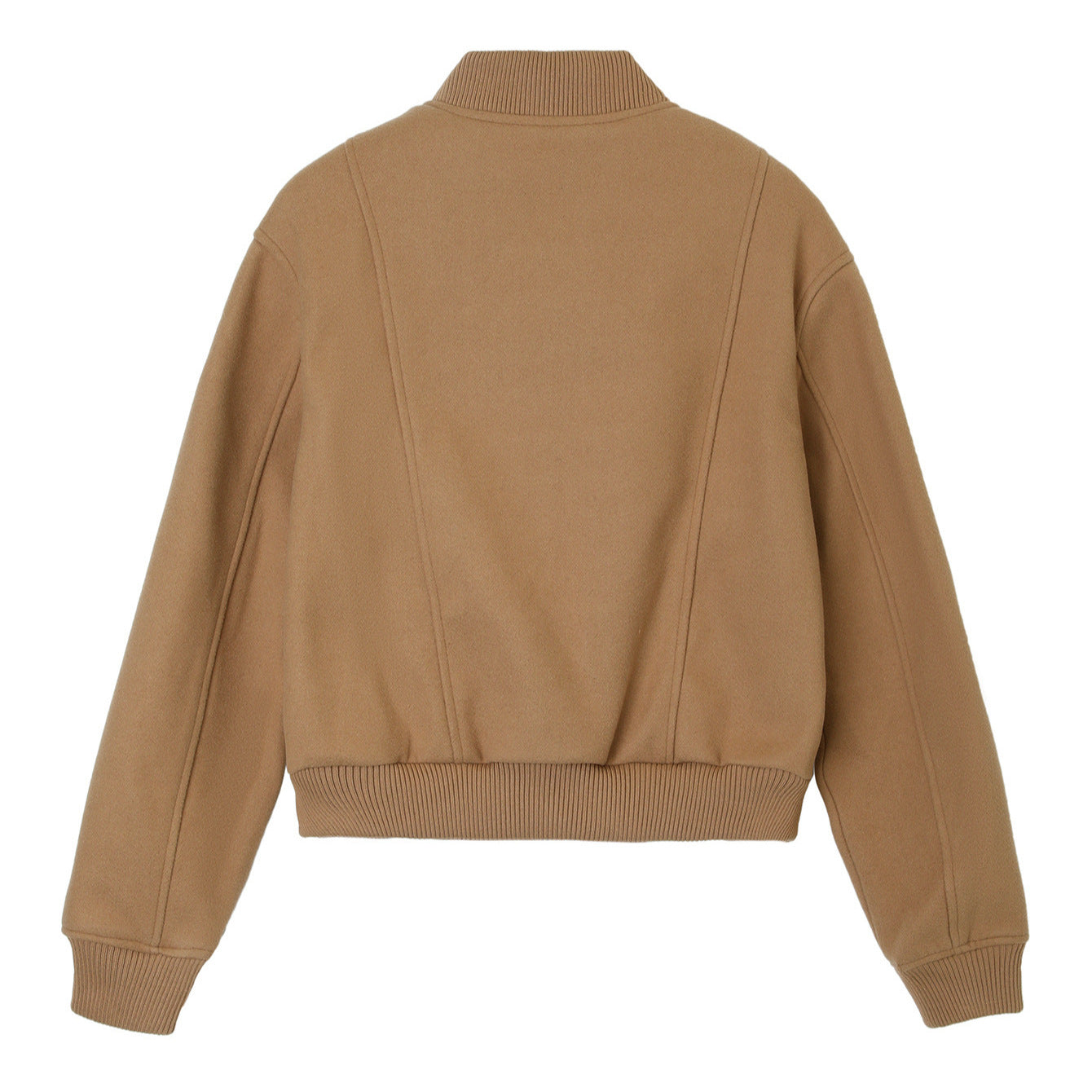 Ladies short-cut wool bomber jacket with ribbed cuffs and snap button placket Chichicherry