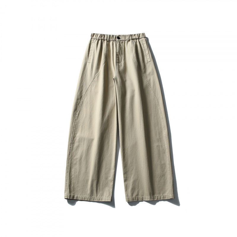 Women Wide High-Waist Culotte Pants with Elastic Waistband and Side Pockets Chichicherry