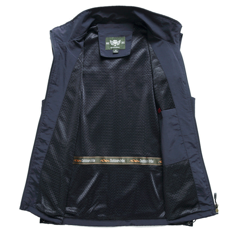 Men's lightweight multifunctional utility vest with mesh lining and adjustable hem Chichicherry