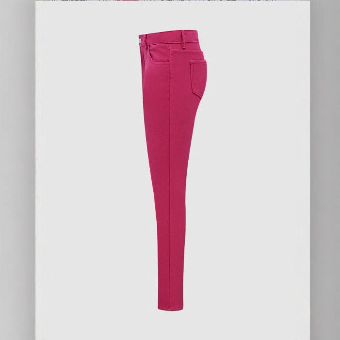 Women High-waisted Thermo-Sculpting Skinny Jeans with Fleece Lining and Shaping Stretch Band Chichicherry