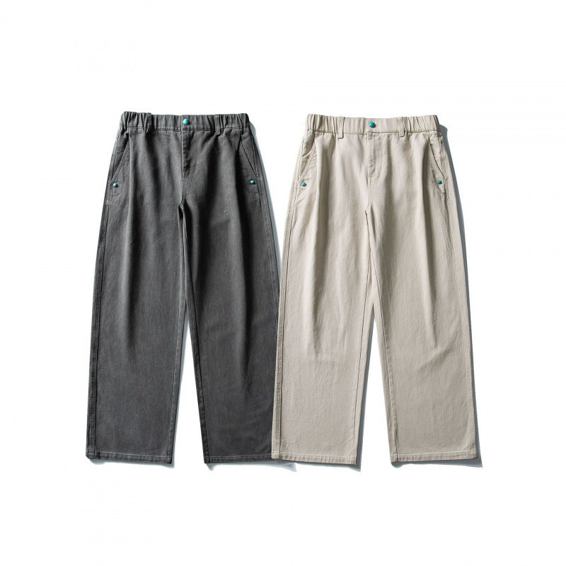Women Wide-Leg Denim Pants made of durable denim with elastic waistband Chichicherry