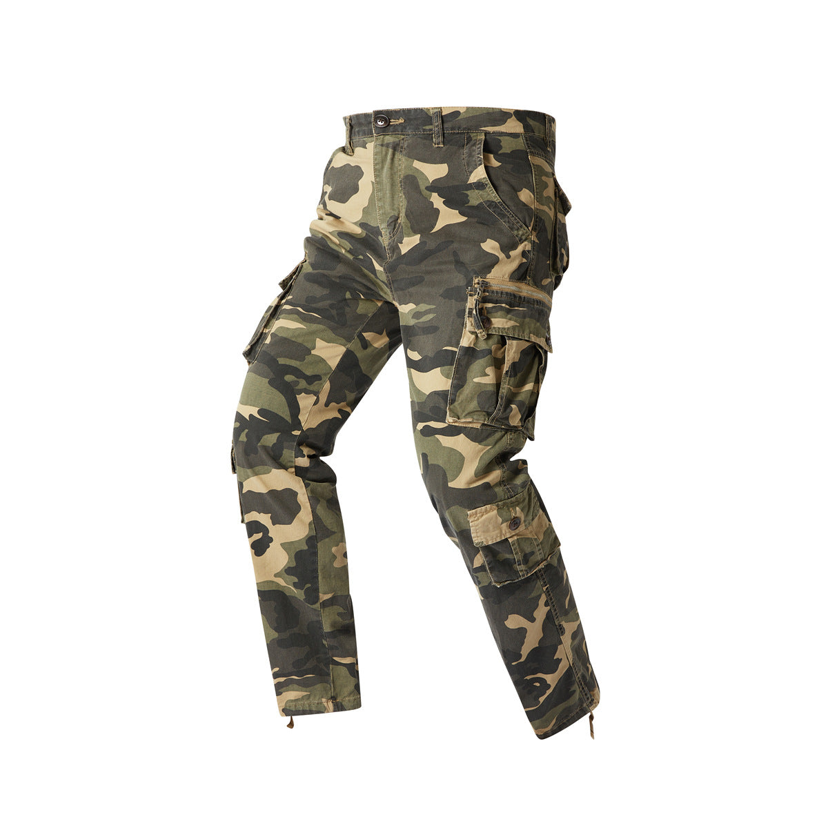 Men's cargo pants in camouflage military style with multiple pockets and adjustable ankle straps Chichicherry
