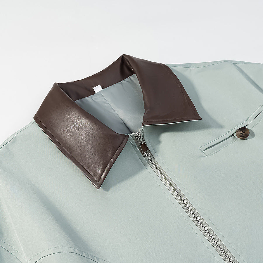 Women's short jacket with zipper, contrast collar and flap pockets Chichicherry