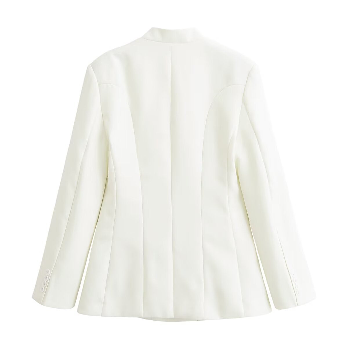 Women's asymmetrical buttoned short blazer with stand-up collar and patch pockets Chichicherry