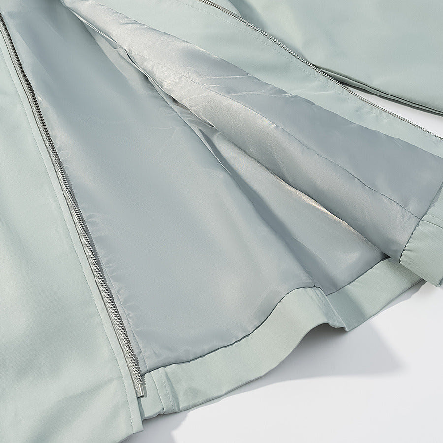 Women's short jacket with zipper, contrast collar and flap pockets Chichicherry