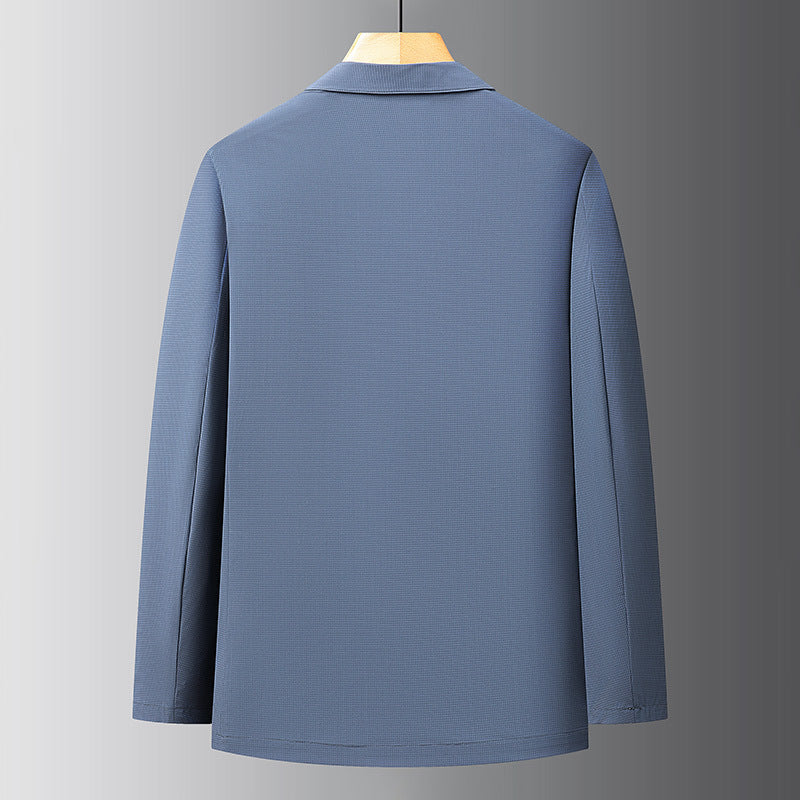 Men's Unstructured Two-Button Blazer with Patch Pockets and Stretch Comfort Chichicherry