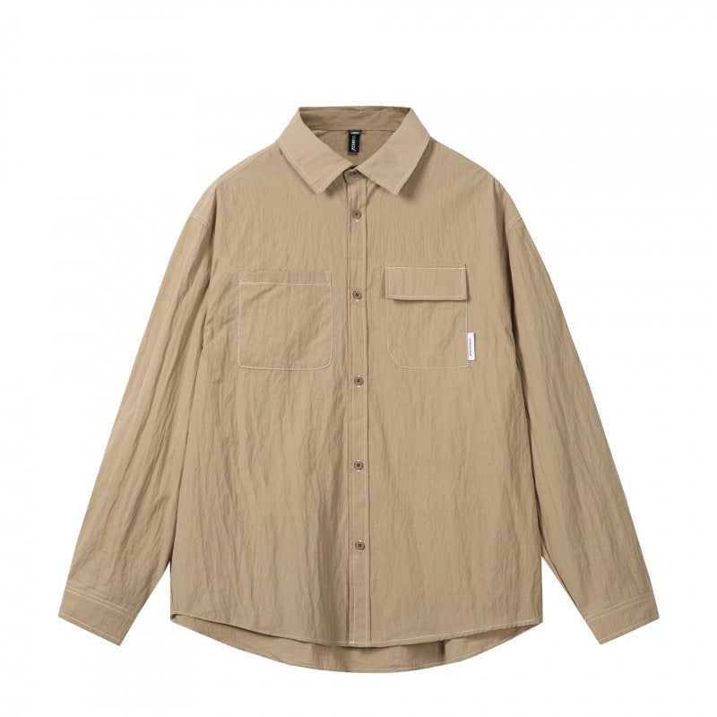 Men's overshirt in boxy cut with contrast stitching and patch chest pockets Chichicherry