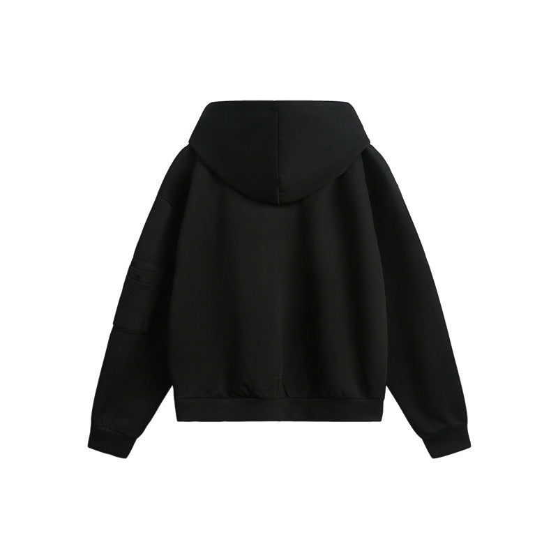 Unisex Oversize Hoodie Zip Jacket with Dragon Print and Arm Pocket Chichicherry