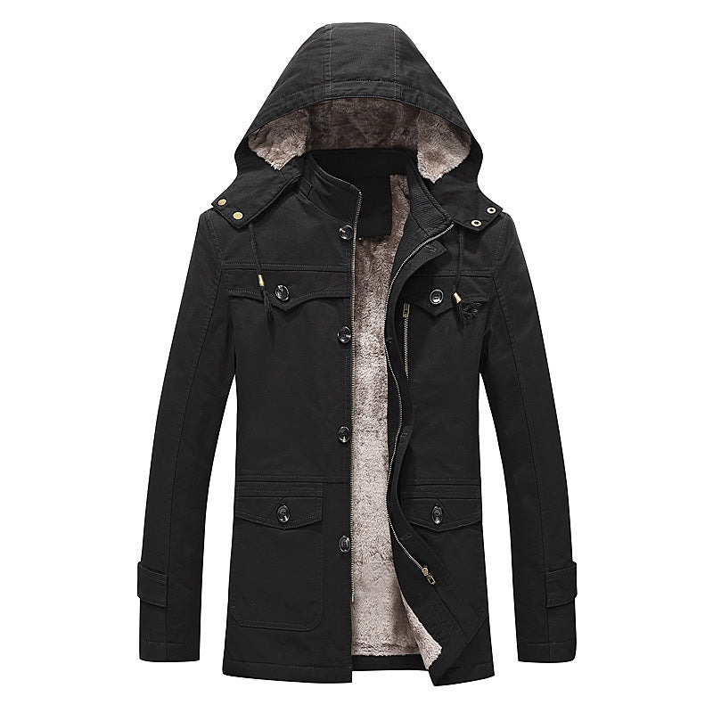 Men's padded canvas parka with fixed hood, cozy teddy inner lining, and multiple pockets Chichicherry