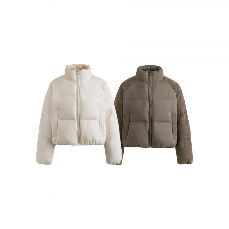 Women's short padded jacket with cord sleeves and high stand-up collar Chichicherry
