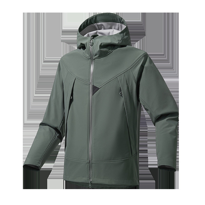 Men's Lightweight Softshell Hoodie Jacket with Windproof Breathable Membrane and Ergonomic Cut Chichicherry