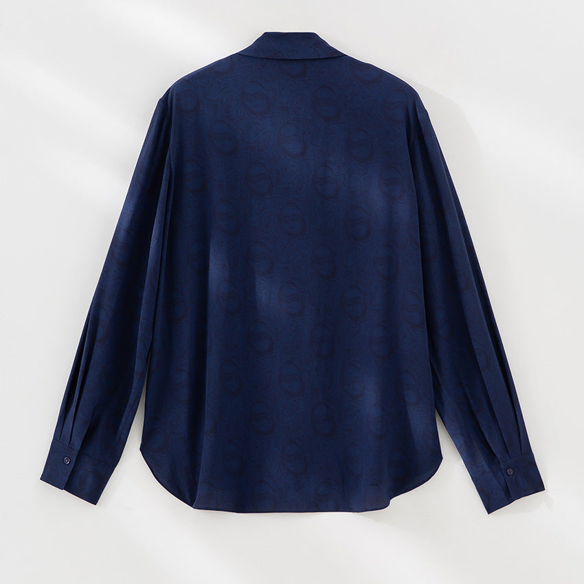 Women's blouse with bow collar and subtle jacquard texture Chichicherry