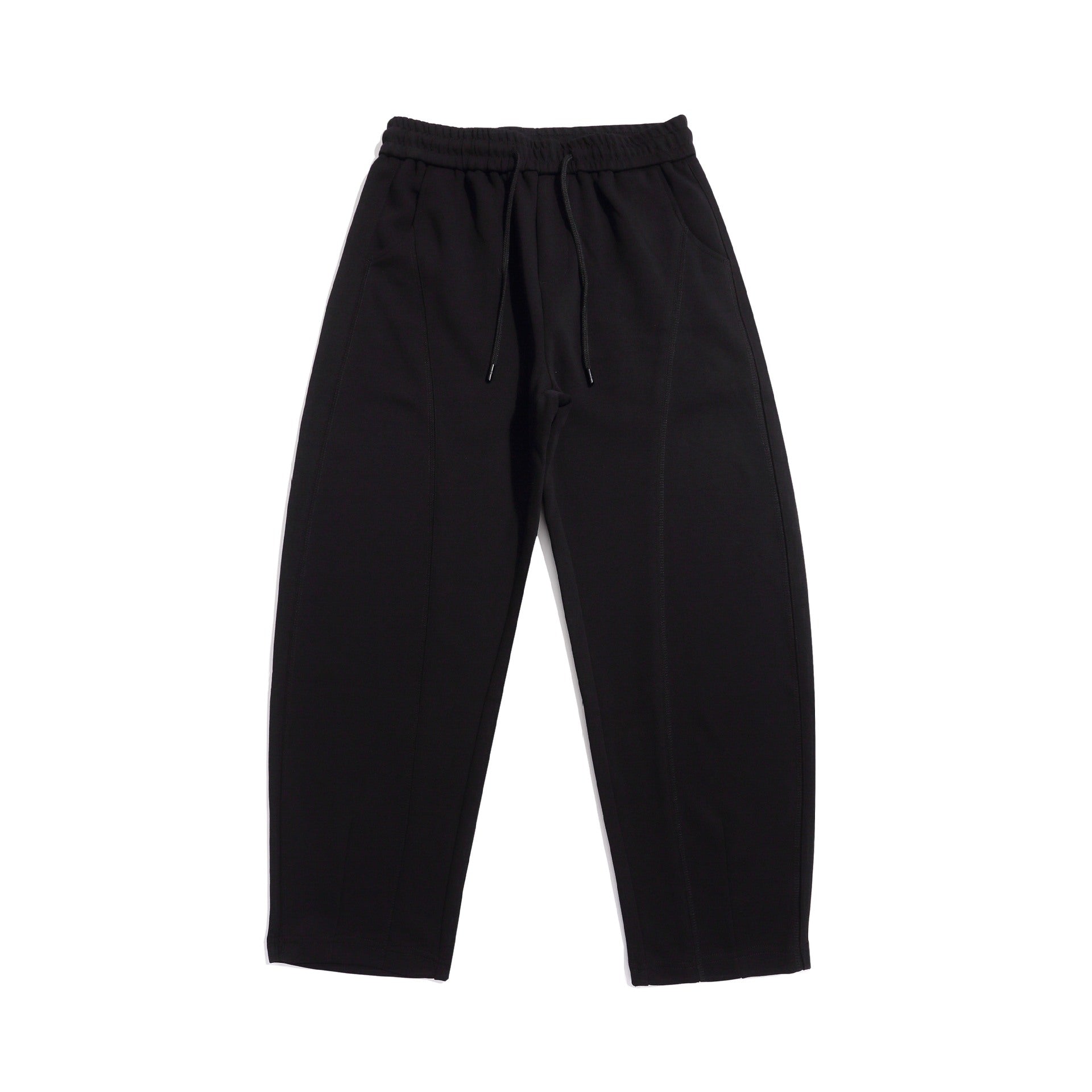 Women's cropped jogger pants with decorative seams, high elastic waistband and side pockets