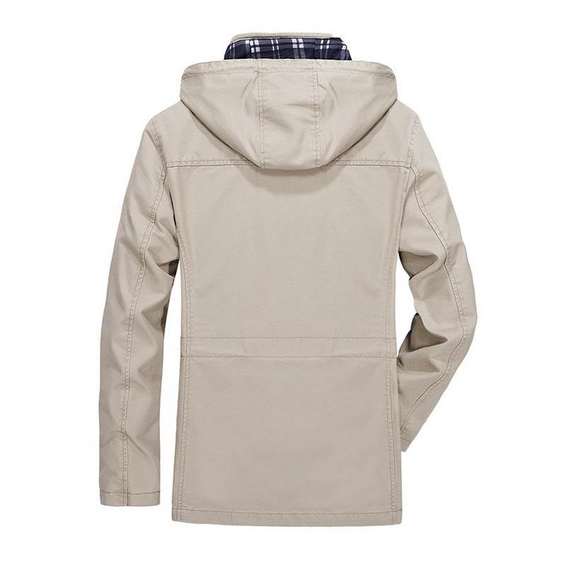 Men's Urban Transitional Parka with Checked Lining, Concealed Zipper, and Multi-functional Pockets Chichicherry