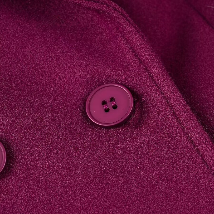 Women's Maxilength Double-Breasted Coat with Oversized Lapels and Sleeve Straps Chichicherry