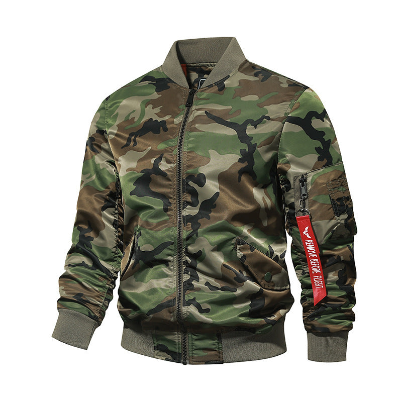 Men's aviator bomber jacket in military utility look with arm pocket and striking flight ribbon Chichicherry