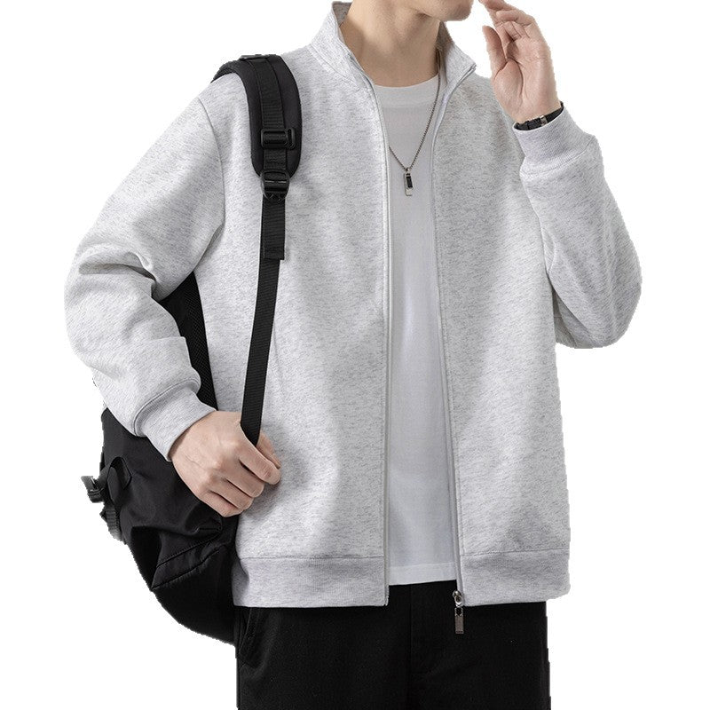 Men's Minimalist Zip Blouson Jacket made of technical stretch material with stand-up collar Chichicherry