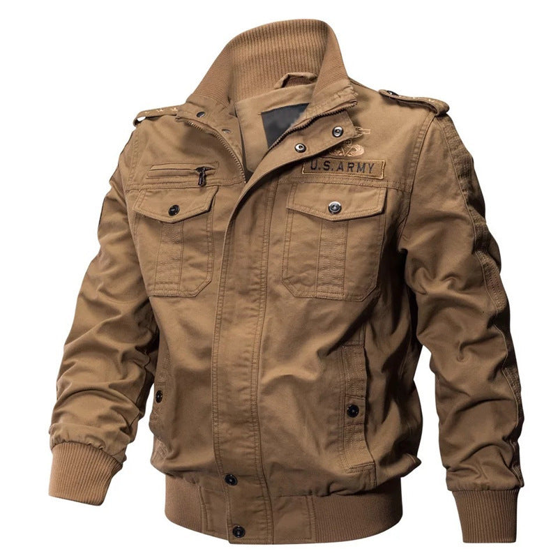 Men's military-inspired pilot jacket made of canvas with epaulets and ribbed cuffs Chichicherry