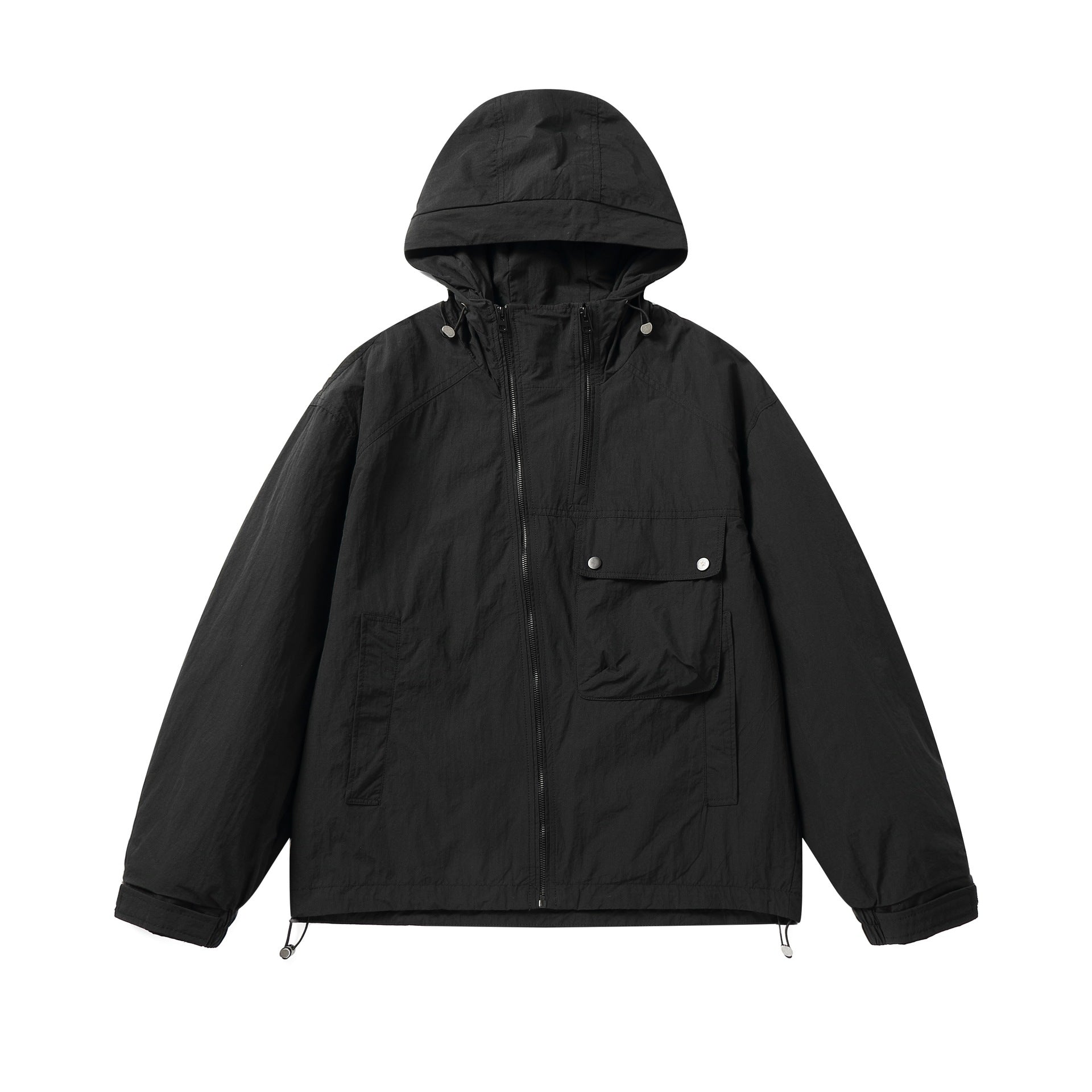 Unisex Lightweight Technical Hoodie in Boxy Cut with Utility Pockets Chichicherry