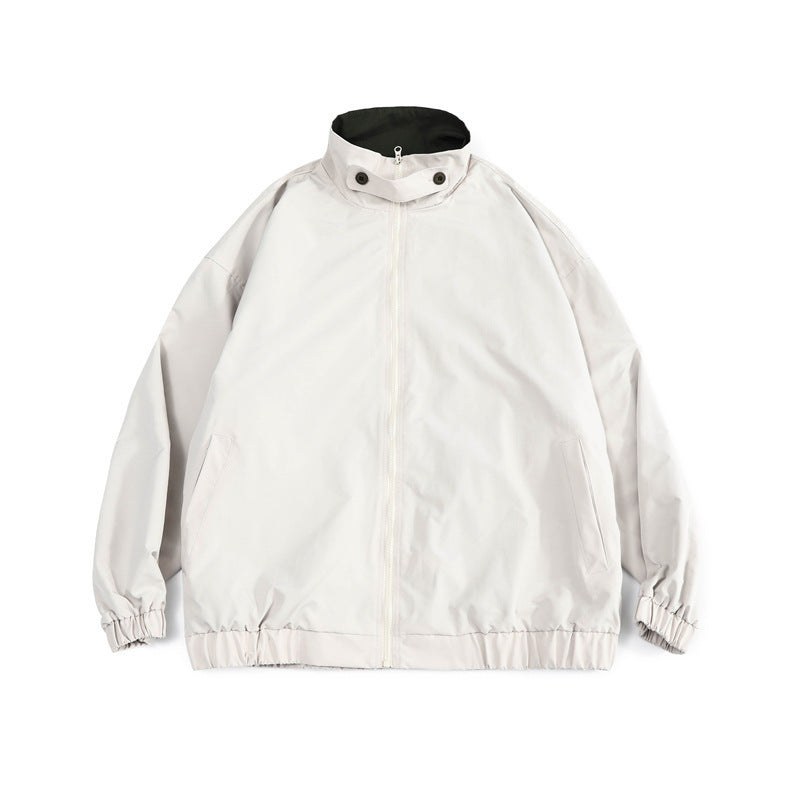 Men's loose-fitting lightweight windbreaker with high stand-up collar and elastic hem Chichicherry