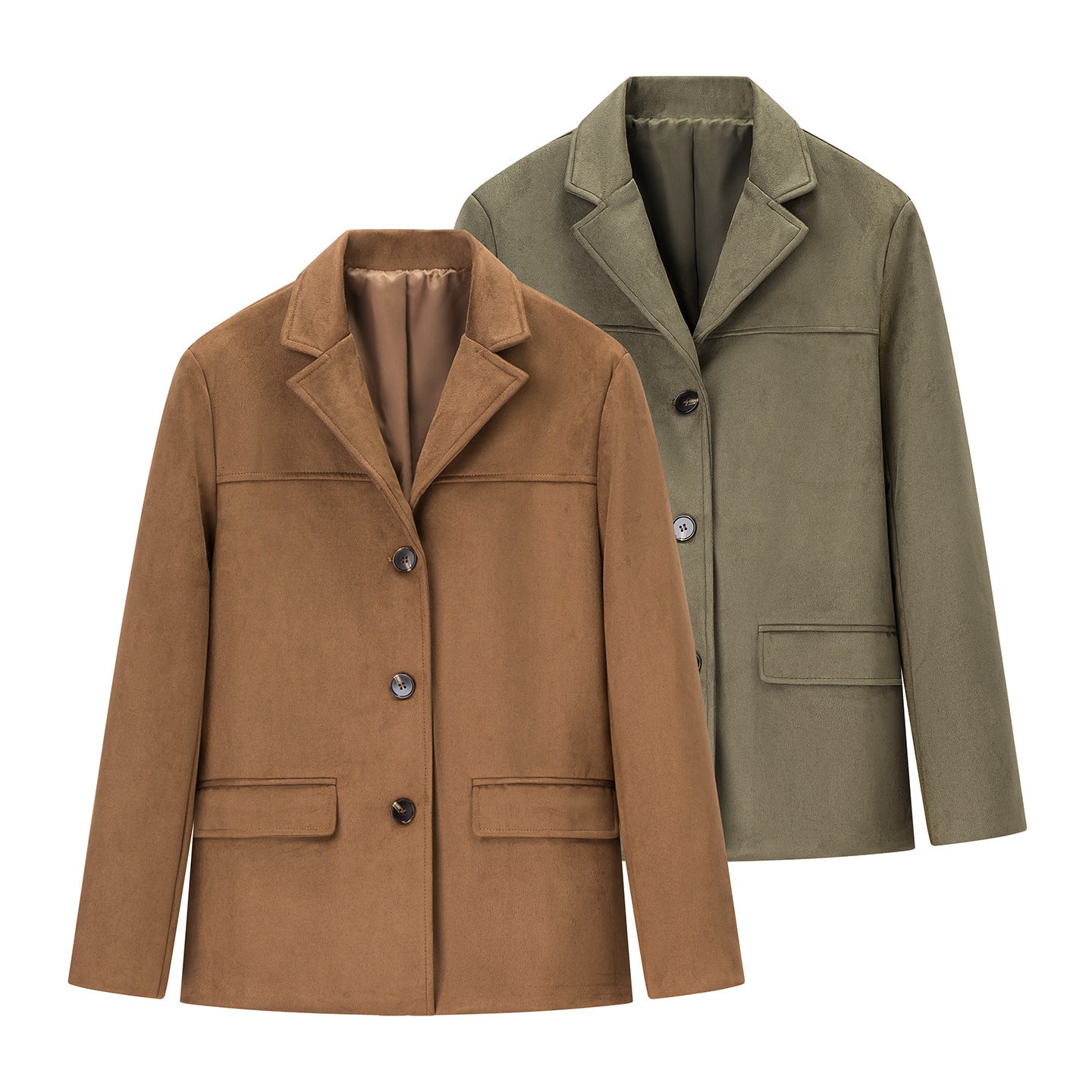Women's short coat in blazer style made of suede imitation with lapel collar and patch pockets Chichicherry