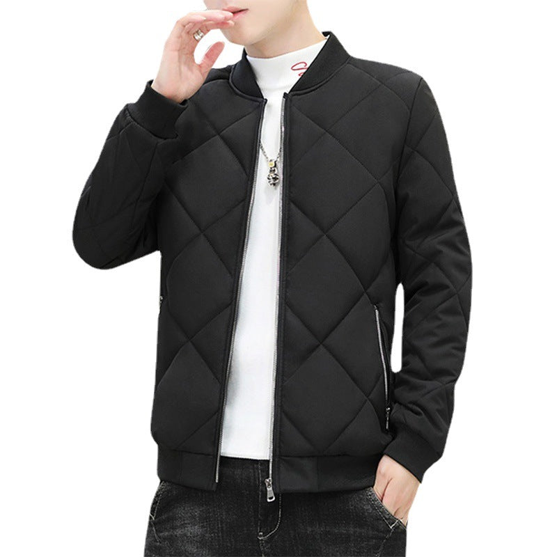 Men's ultralight quilted bomber jacket with diamond quilted pattern, zipper, and ribbed finish Chichicherry