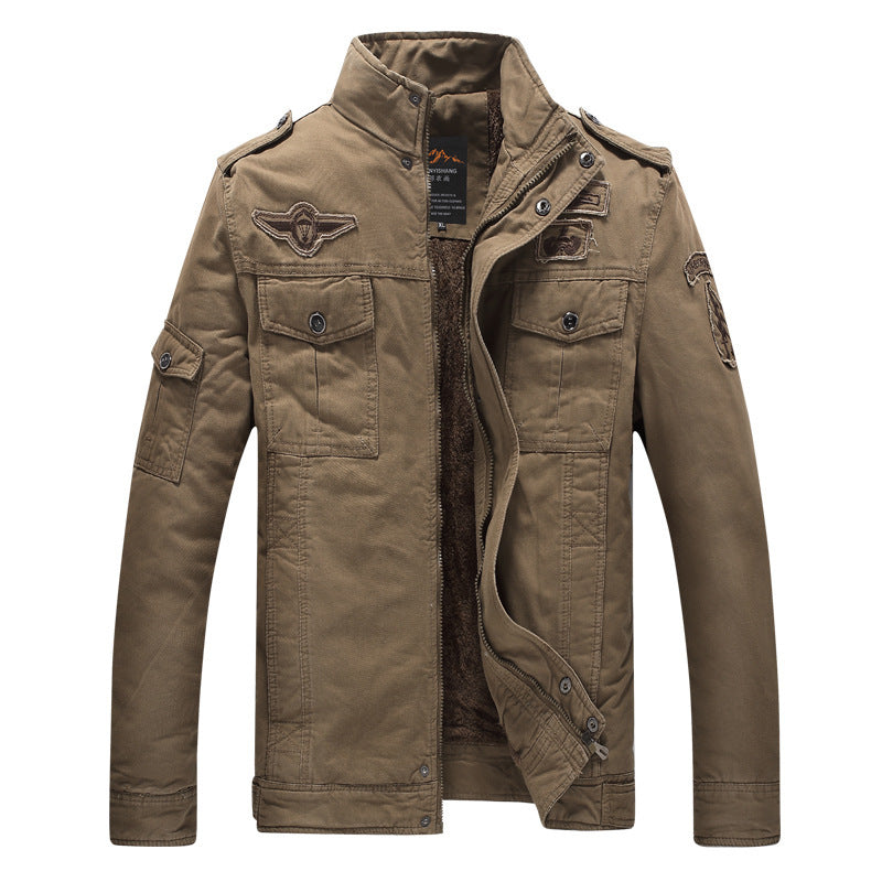 Men's field blazer in aviator look with teddy fleece lining and shoulder epaulettes Chichicherry