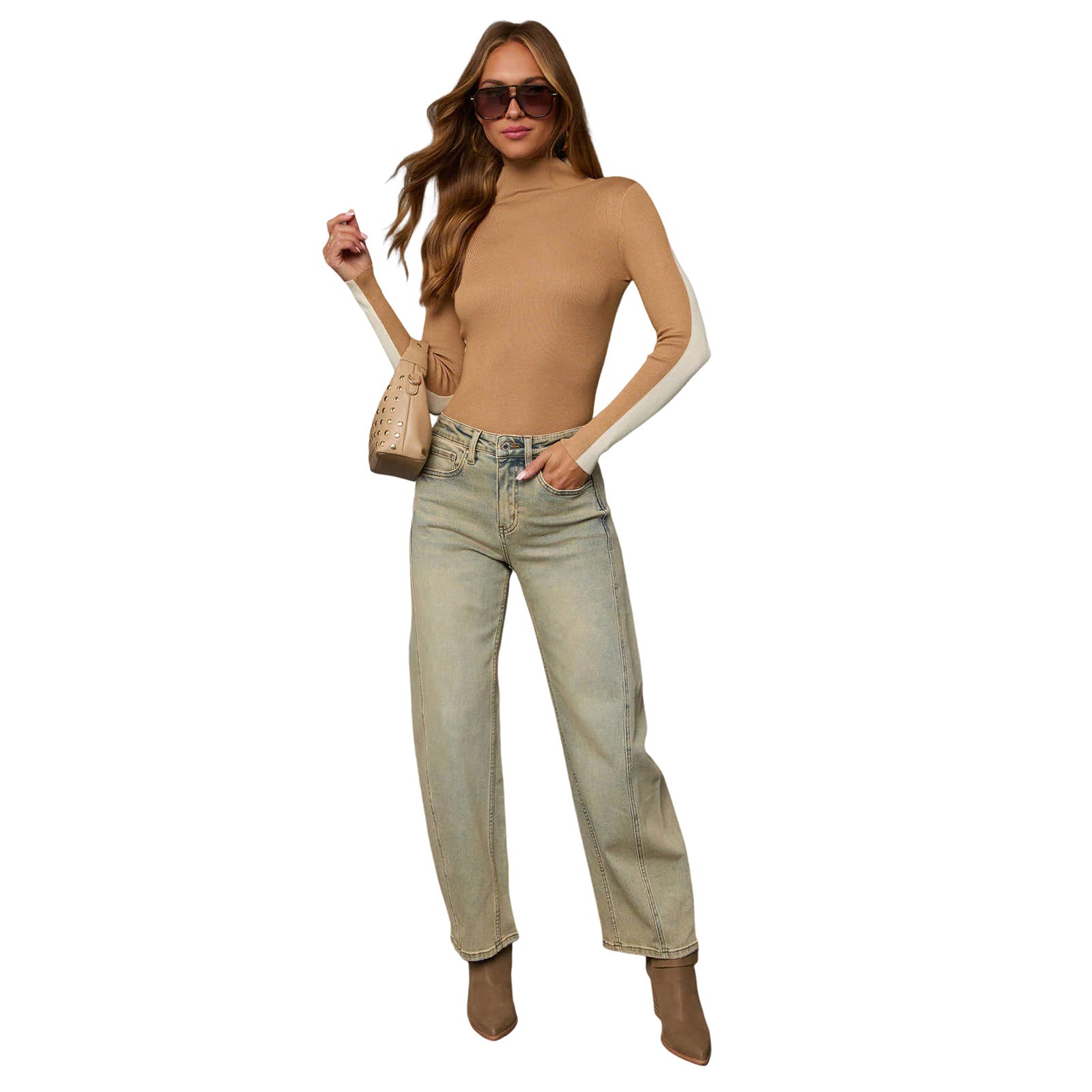 Ladies High-Waist Culotte Jeans with visible front seam Chichicherry