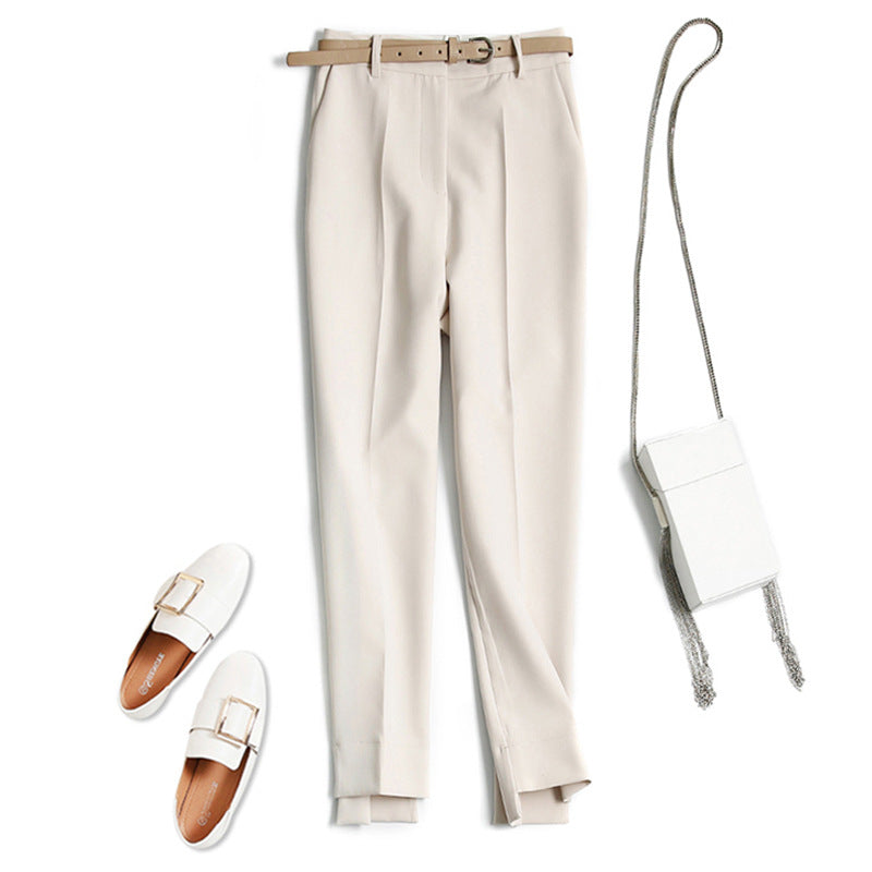 Women Elegant and Comfortable High-Waisted Suit Pants with Belt Drune