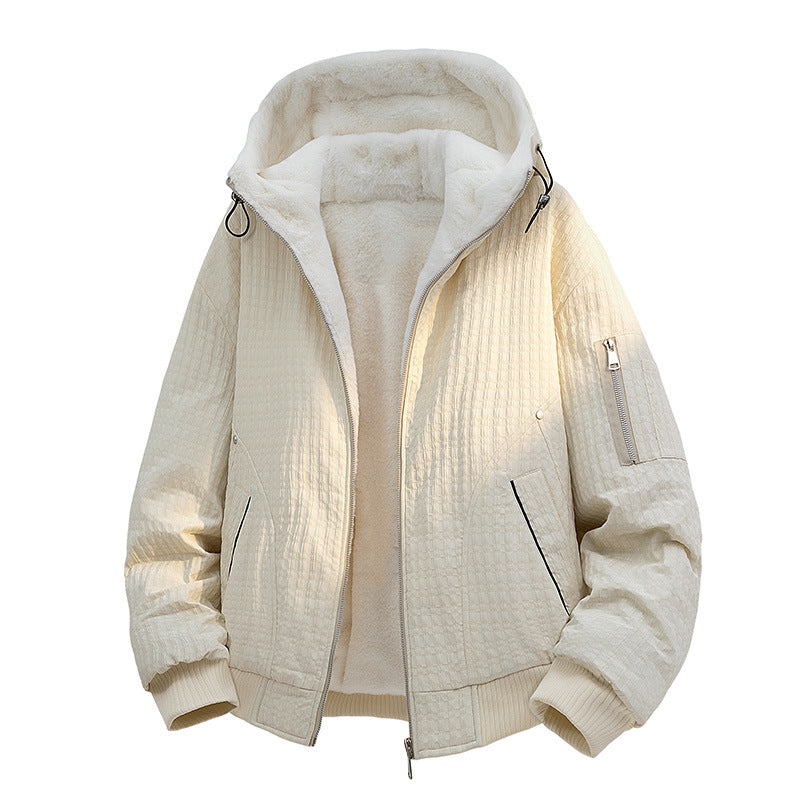 Women's Quilted Teddy Fleece Bomber Jacket with Hood and Fine Quilted Texture Chichicherry