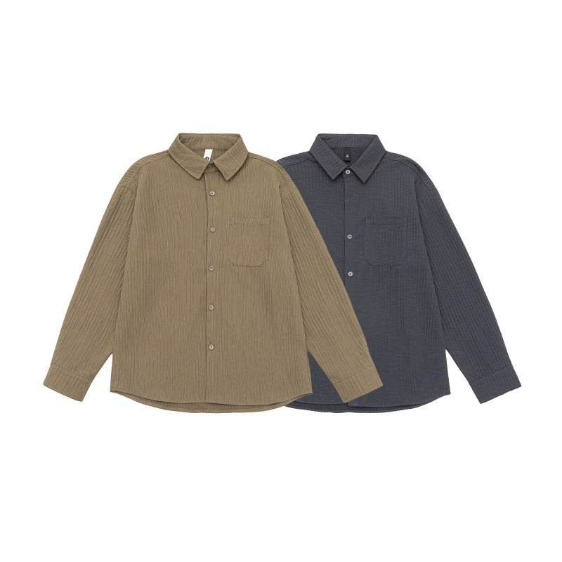 Unisex Textured Oversized Shirt Jacket with Waffle Structure and Chest Pocket Chichicherry