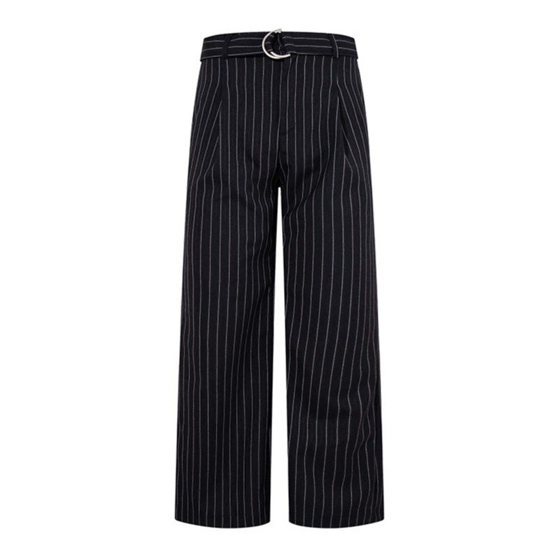 Women Wide Linen-Mix Culotte Pants with High Waist and D-Ring Belt Chichicherry